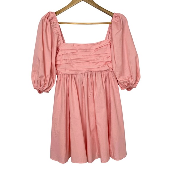 Abercrombie & Fitch Dresses & Skirts - Abercrombie‎ Fitch Poplin Puff Sleeve Mini Dress M Coquette Square Neck Prairie